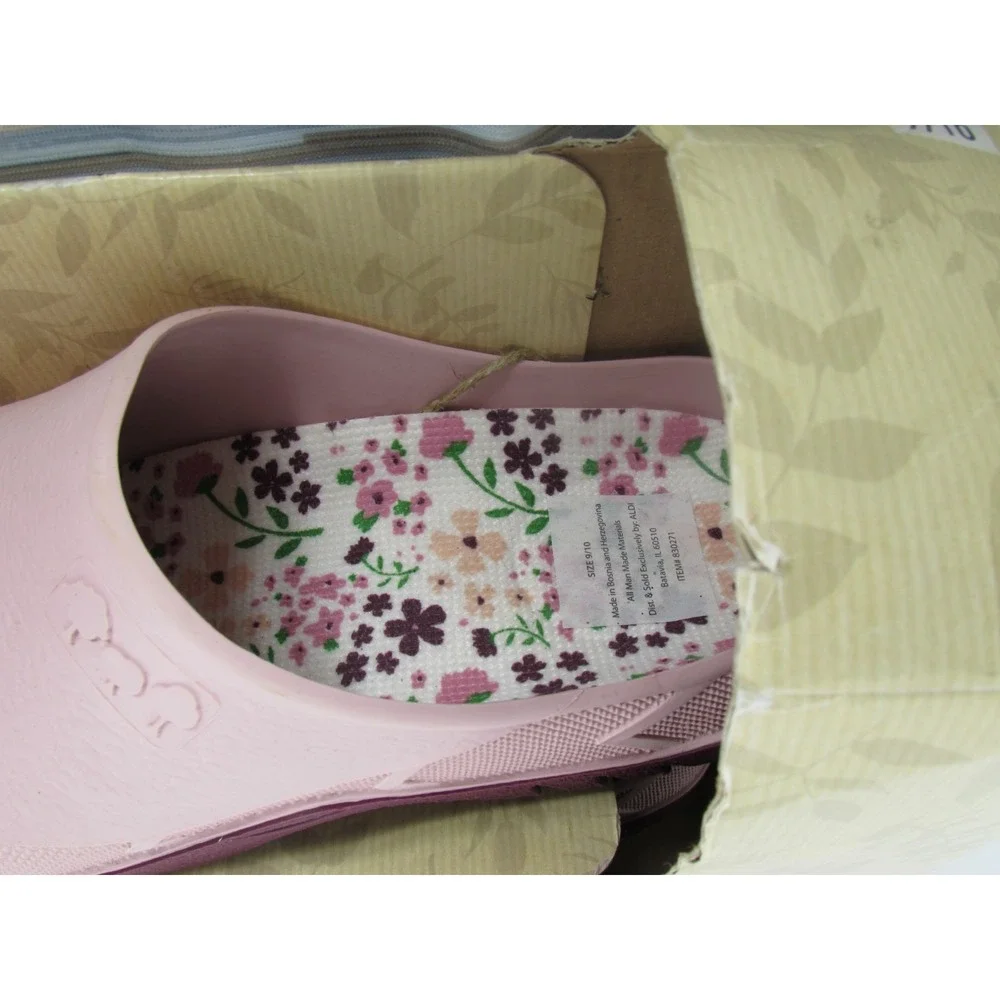 Gardenline Garden Clogs Womens 9/10 Rubber Pink Slip On Removable Floral Insole